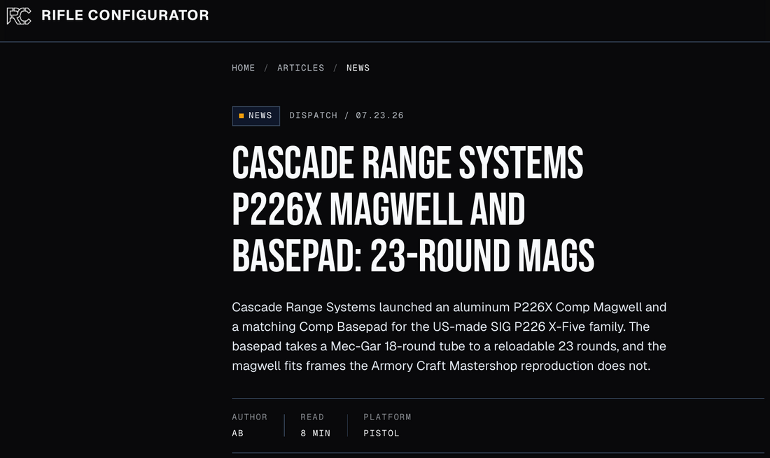 Rifle Configurator Reviews Our P226X Comp Magwell & Basepad